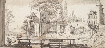 Ländliche Szene mit Mühle und Teich von Jean Chaufourier