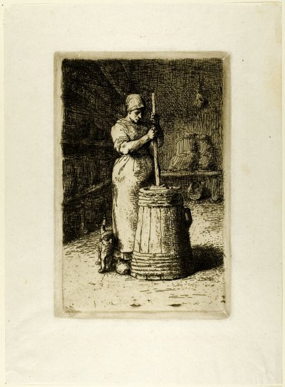 Eine Frau beim Buttern von Jean Francois Millet
