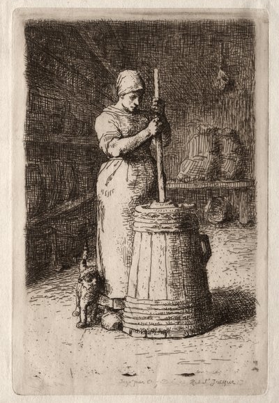 Eine Frau beim Buttern von Jean Francois Millet