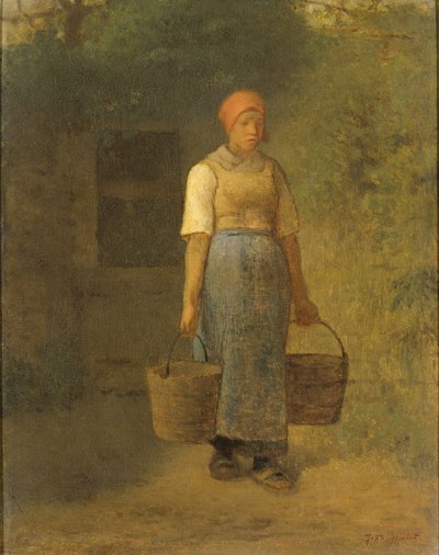 Mädchen trägt Wasser, um 1855-60 von Jean Francois Millet