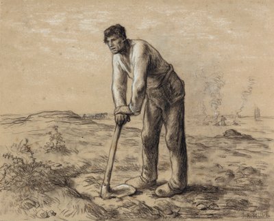 Mann mit einer Hacke, ca. 1860-62 von Jean Francois Millet
