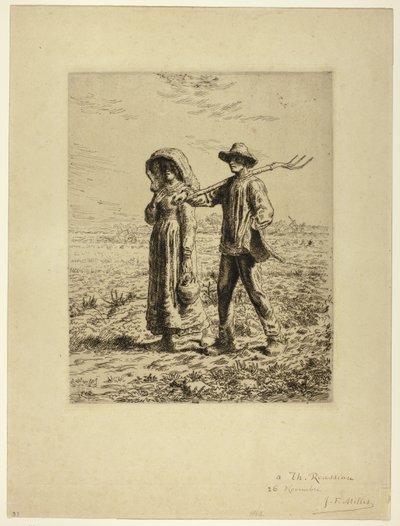 Bauern auf dem Weg zur Arbeit von Jean Francois Millet