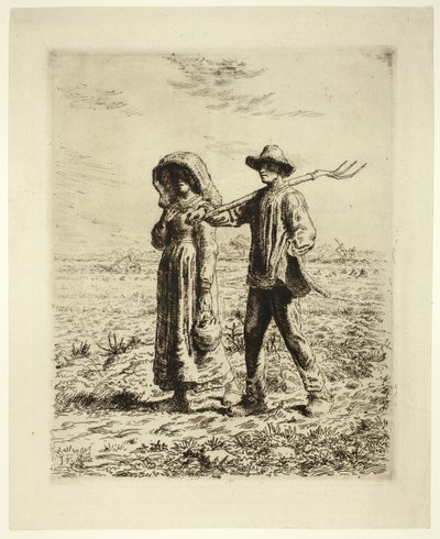 Bauern auf dem Weg zur Arbeit von Jean Francois Millet