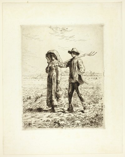 Bauern auf dem Weg zur Arbeit von Jean Francois Millet
