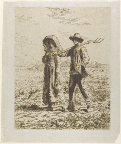 Bauern auf dem Weg zur Arbeit von Jean Francois Millet