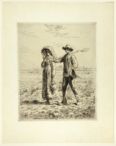 Bauern auf dem Weg zur Arbeit von Jean Francois Millet