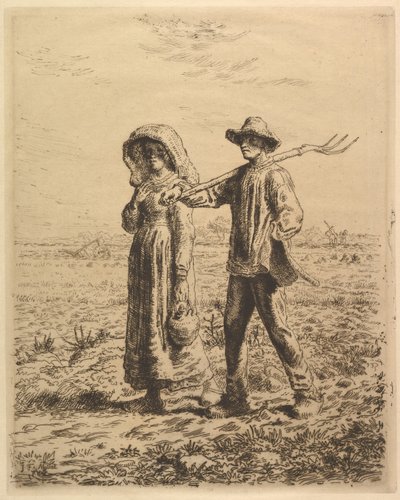 Bauern gehen zur Arbeit, 1863 von Jean Francois Millet
