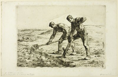 Zwei Männer graben von Jean Francois Millet