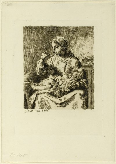 Frau füttert ihr Kind von Jean Francois Millet