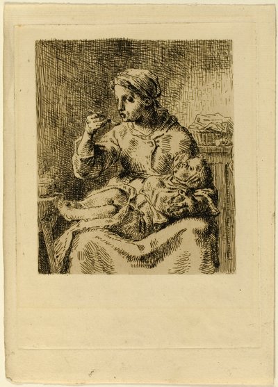 Frau füttert ihr Kind von Jean Francois Millet