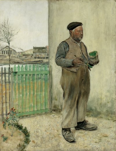 Mann, der gerade seinen Zaun gestrichen hat von Jean Francois Raffaelli