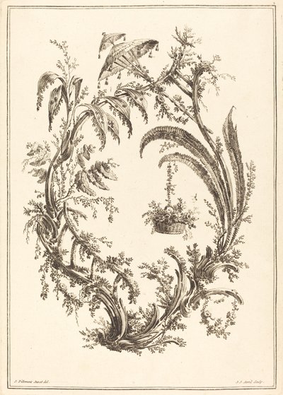 Ornament mit Sonnenschirm und Hängekorb von Jean Jacques Avril