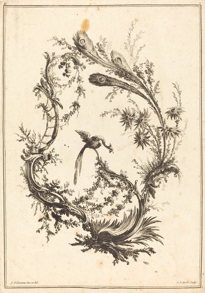 Ornament mit einem Pfau von Jean Jacques Avril