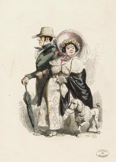 Ein Rentier und seine Frau, 1840 von Jean Jacques Grandville