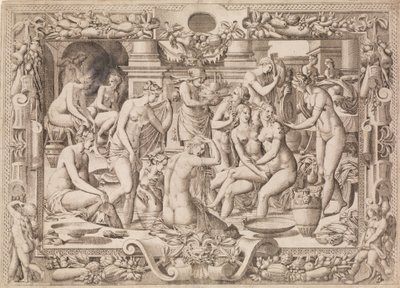 Frauen beim Baden, 1535-55 von Jean Mignon