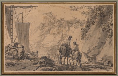 Figuren in einer Landschaft von Jean Pierre Louis Laurent Houël