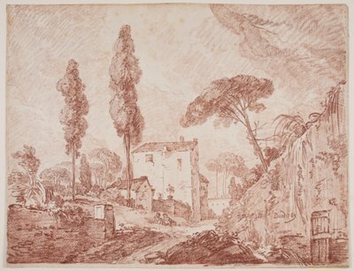 Italienische Fantasielandschaft mit Bäumen und Häusern von Jens Petersen Lund