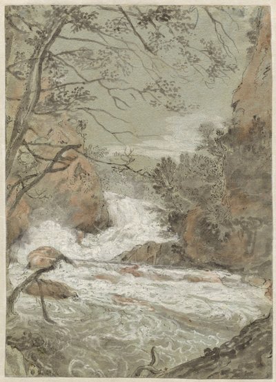 Flusslandschaft mit Wasserfall (recto) von Joachim Franz Beich