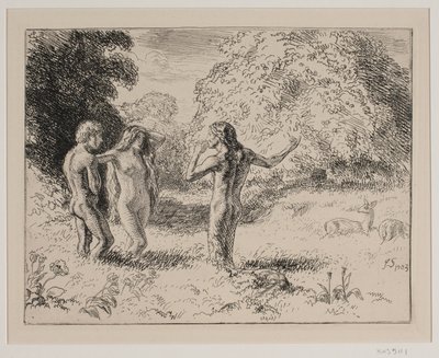 Adam und Eva werden von der Schlange verführt von Joakim Frederik Skovgaard
