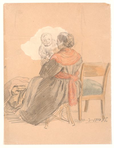 Sitzende, rückwärtige Frau mit Kind von Joakim Frederik Skovgaard