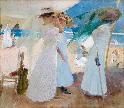 Unter der Markise, Zarautz von Joaquin Sorolla y Bastida