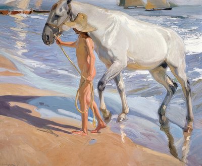 Das Bad des Pferdes von Joaquín Sorolla
