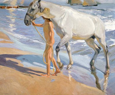 Das Pferd waschen, 1909 von Joaquín Sorolla