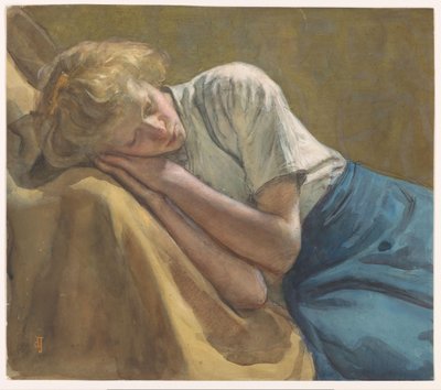 Ruhendes Mädchen von Johan Antonie de Jonge (signed by artist)