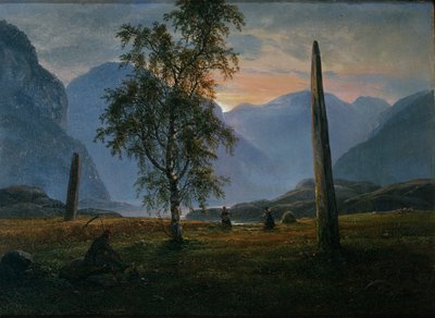 Landschaft mit Gedenksteinen von Johan Christian Dahl