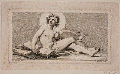 Vignette. Ein sitzender Apollo mit der Harfe von Johan Martin Preisler