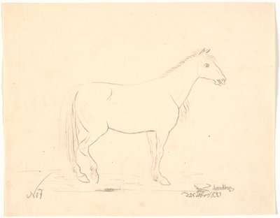 Stehendes Pferd im Profil nach rechts von Johan Thomas Lundbye