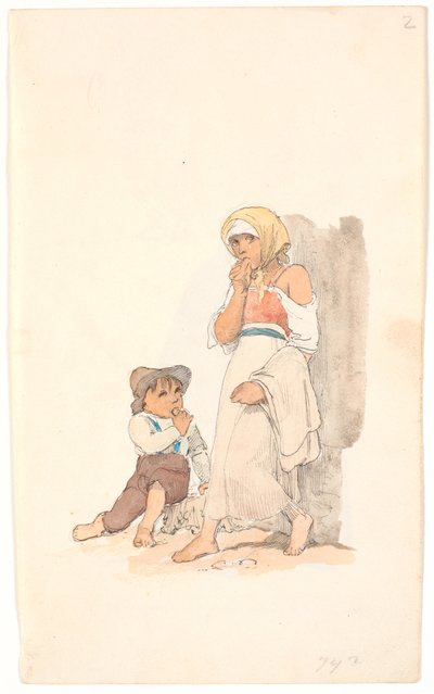 Bettelnde Kinder, die an Brot nagen von Johan Thomas Lundbye