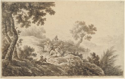 Landschaft mit Reisenden von Johann Albrecht Dietzsch