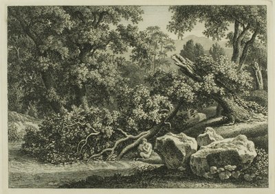 Landschaft mit Pan, der eine Flöte spielt von Johann Christian Reinhart