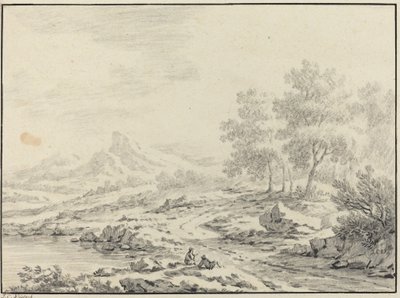 Zwei Männer ruhen sich an einem See aus von Johann Christoph Dietzsch