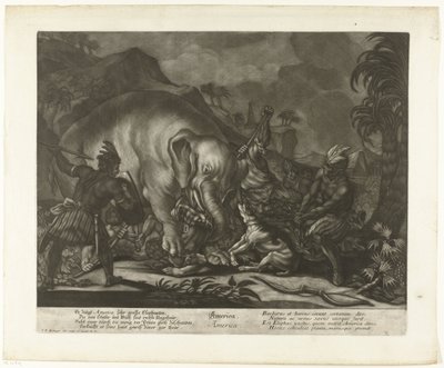 Jagd auf Elefanten von Johann Elias Ridinger