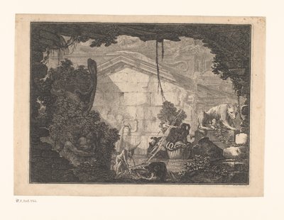 Architekturcapriccio mit Figuren von Johann Ferdinand Hetzendorff von Hohenberg