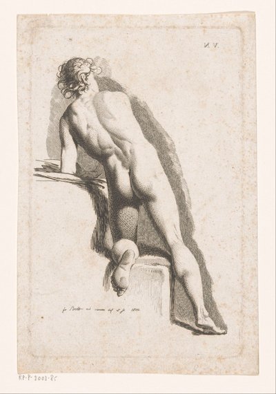 Kniender männlicher Akt, von hinten gesehen von Johann Friedrich Bolt