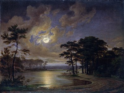 Holsteinische See - Mondlicht, 1847 von Johann Georg Haeselich