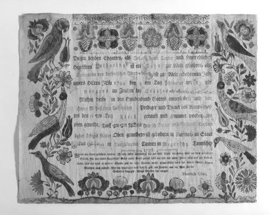 Geburts- und Taufurkunde, 1786 von Johann Heinrich Otto