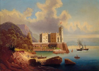 Ansicht von Schloss Miramare und Triest von Johann Wilhelm Jankowski