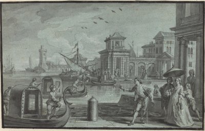 Venezianische Fantasie mit der Dogana von Johann Wolfgang Baumgartner