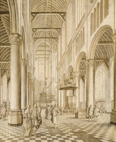 Innenraum der Neuen Kirche, Delft von Johannes Coebermans