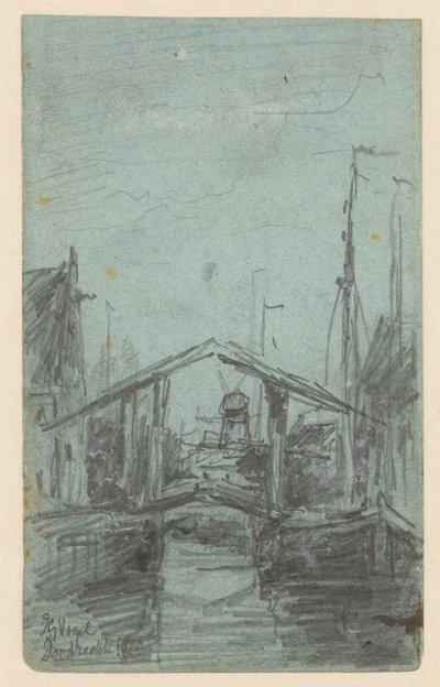 Ansicht von Dordrecht mit Zugbrücke von Johannes Gijsbert Vogel
