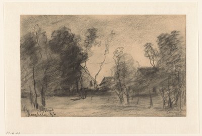 Gruppe von Häusern und Bäumen bei Hooghalen von Johannes Gijsbert Vogel