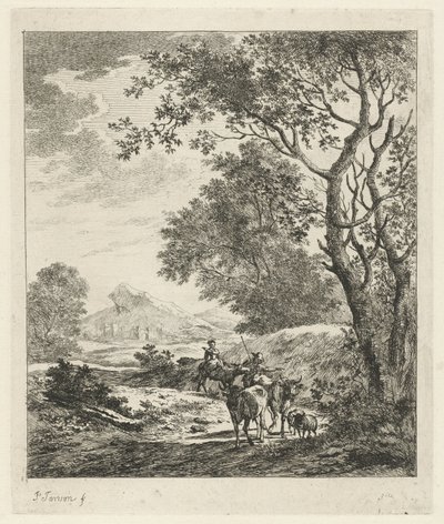 Landschaft mit Hirte und Vieh von Johannes Janson