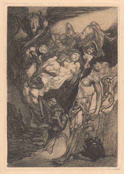 Halbnackter Mann mit Monstern und Fantasiewesen von Johannes Josephus Aarts