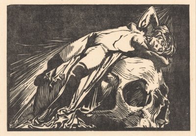 Liegende Frau auf Totenkopf von Johannes Josephus Aarts