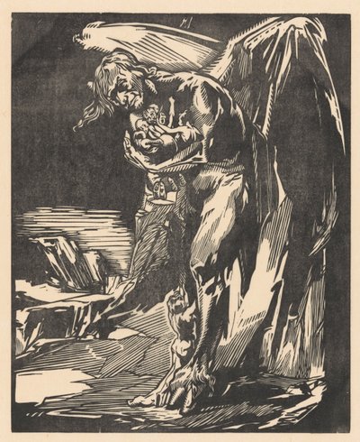 Satan mit Figuren in seinen Armen von Johannes Josephus Aarts