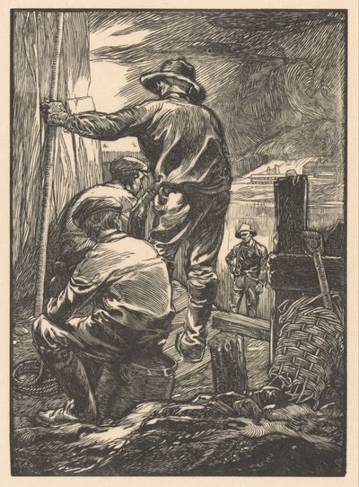 Vier Arbeiter am Wasser von Johannes Josephus Aarts